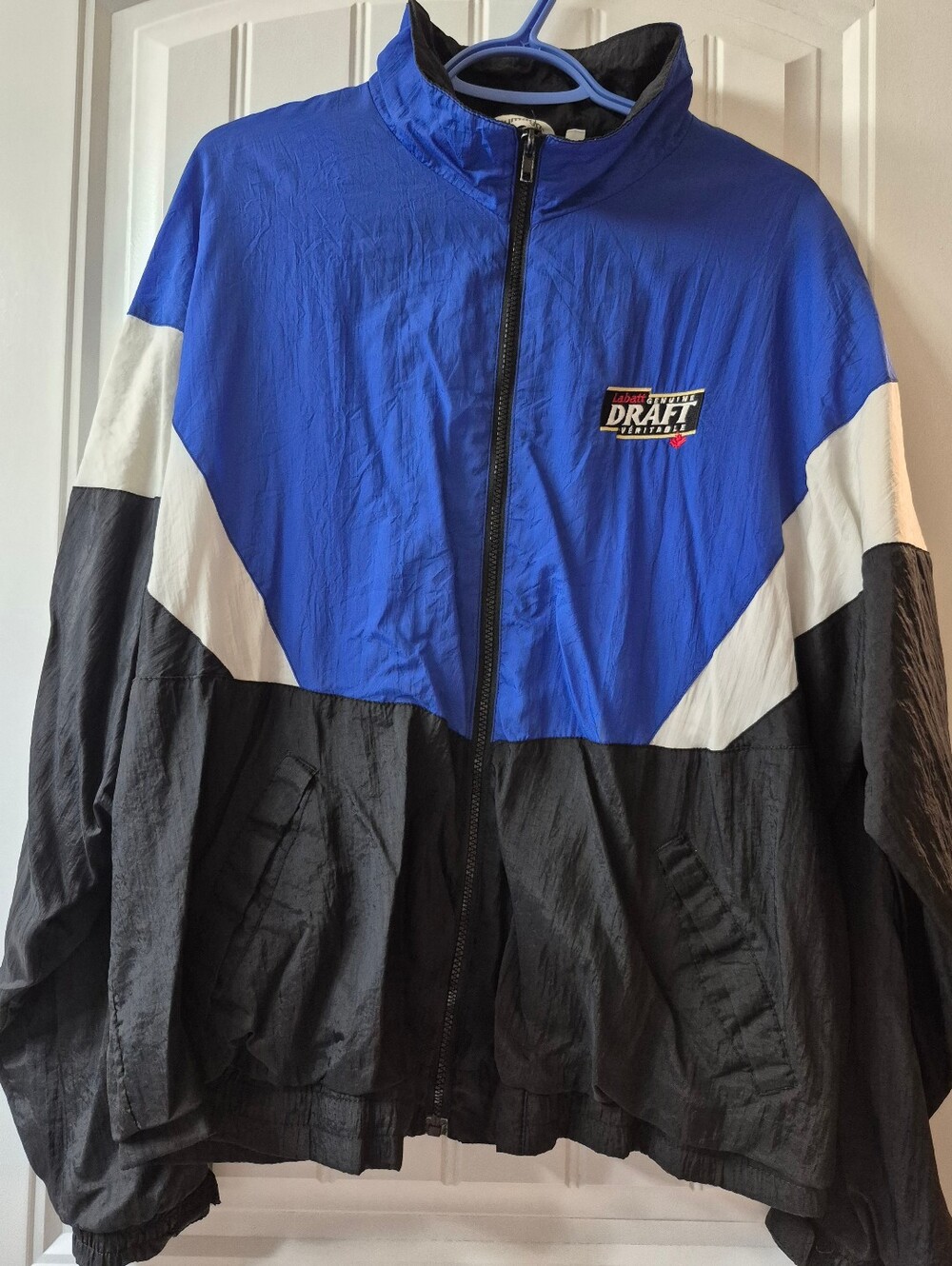 Vintage 90s Labatt Genuine Draft Promotional Nylon/Flannel Lined Jacket Sz Lrg